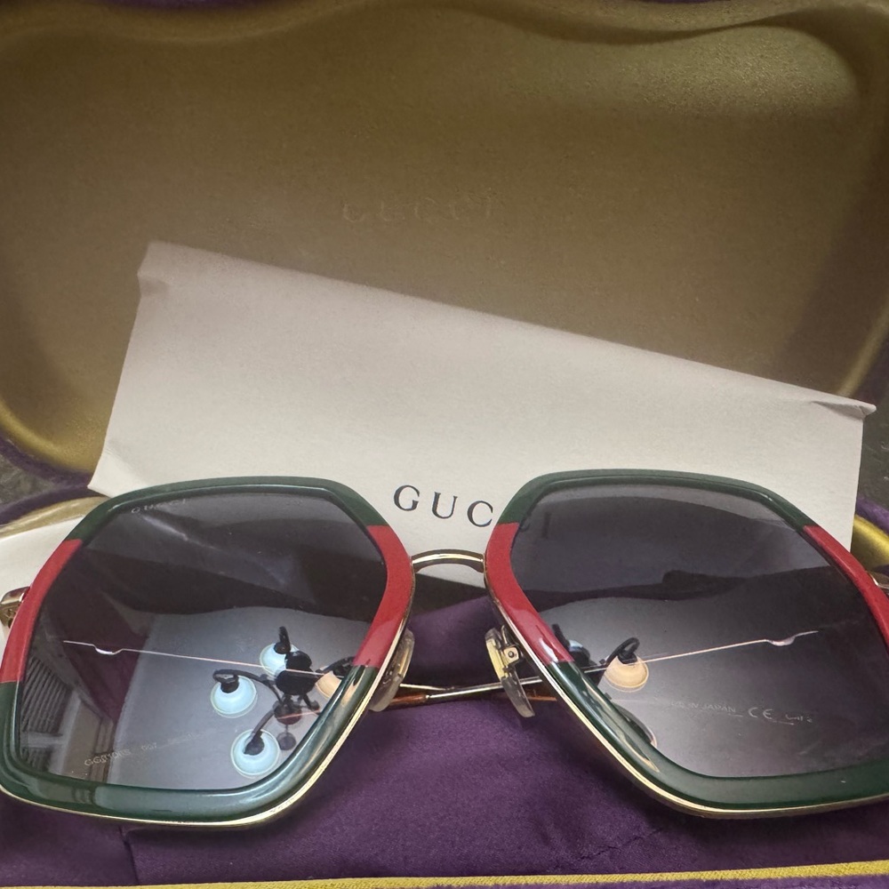 Gucci Red and Green Oversized Sunglasses